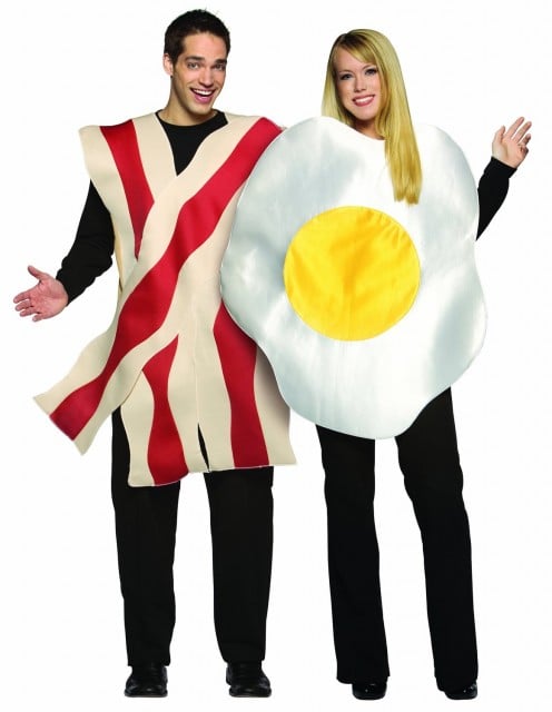 This outfit is perfect for couples who have fond memories of eating together and/or who love bacon and eggs