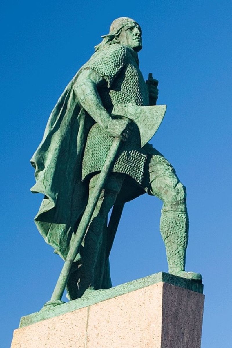 Leif Eiriksson statue in Reykjavik harbour, Iceland