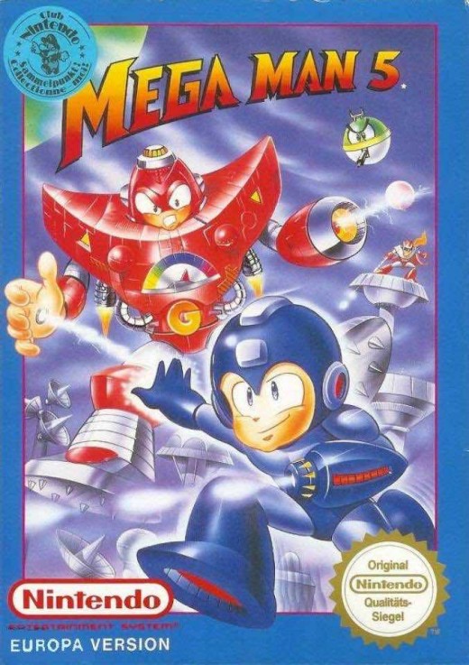 Box art for the PAL Region version of Mega Man 5 / Rock Man 5