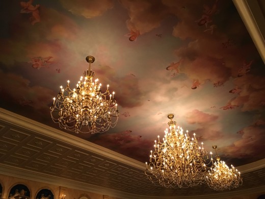 The ceiling inside the main dining area in the Be Our Guest Restaurant 