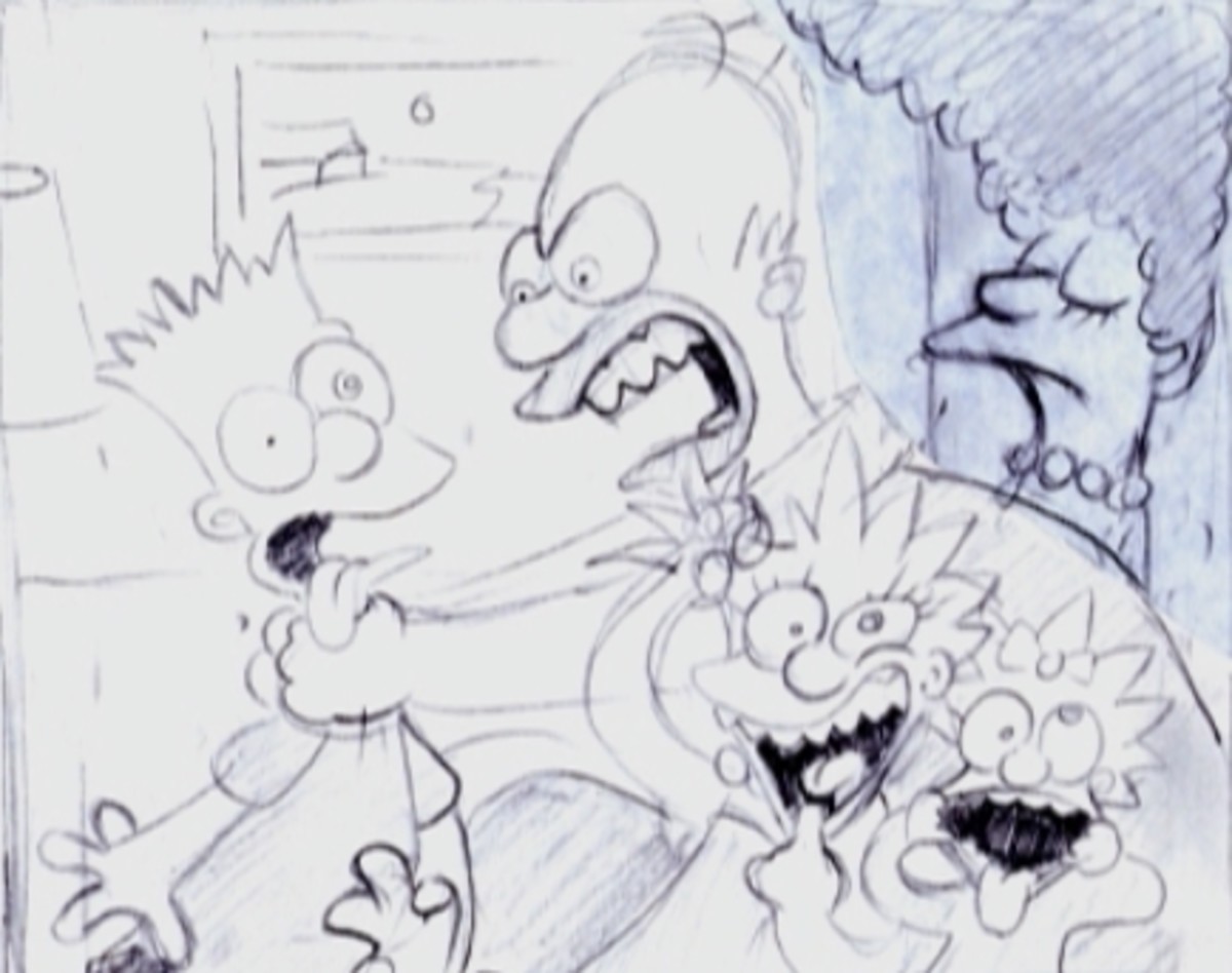 The first ever sketch of Homer Simpson, family man and fool. Drawn by David Silverman.