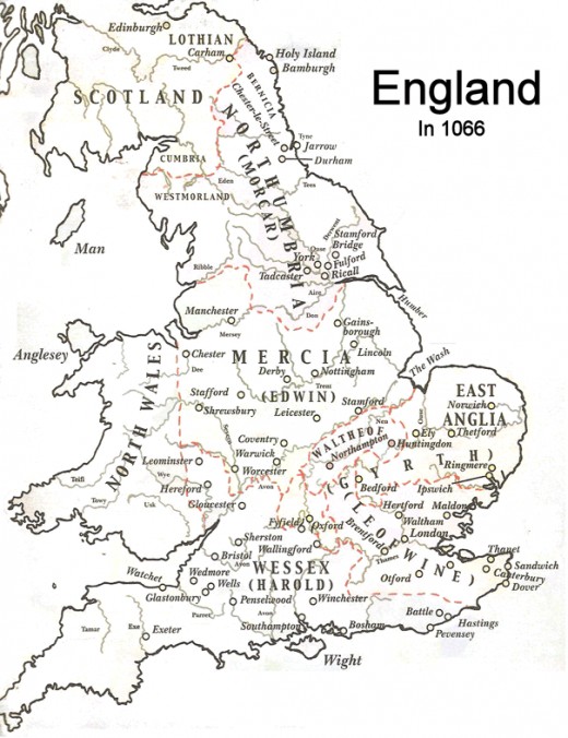 England in 1066, the earldoms before William's landing would be broken up. The new king was wary of his nobles amassing land and therefore support...
