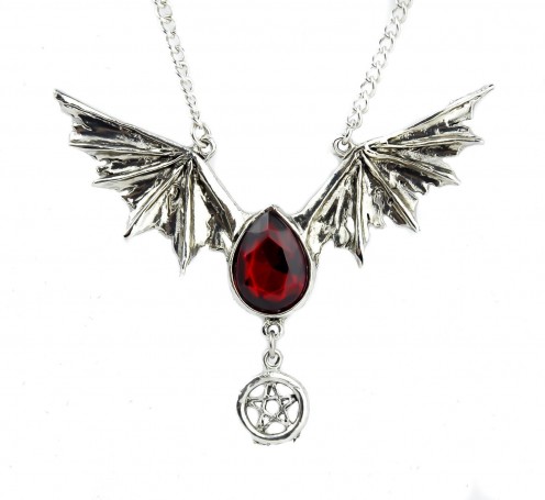 Wear jewelries, like this Blood Red Swarovski Stone Bat Wing Necklace Vampire Tear Drop Pendant, with a Halloween theme or design to complete your chosen Halloween costume. You can see more jewelries featured below