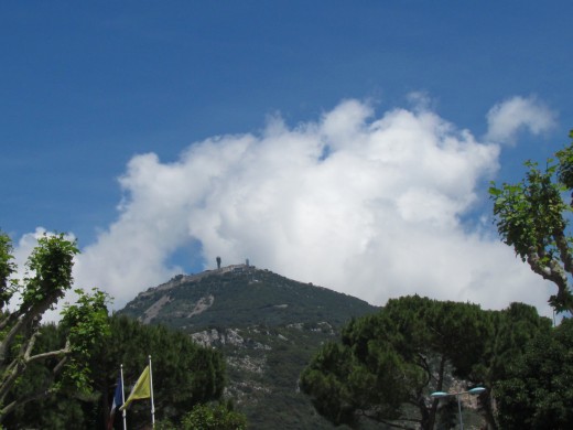 White clouds hovered over the mountains in Nice, France 