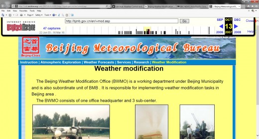 Screenshot of archives caching an old page from Beijing Weather Modification Office