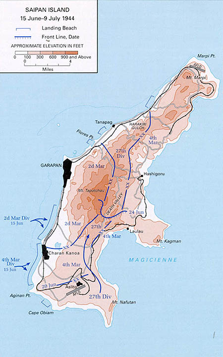 Battle of Saipan operational map