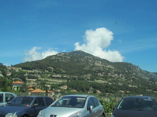 Amazing white clouds hovered over the mountains near Nice, France.