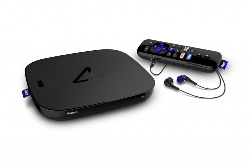 The Roku 4 has a power switch along the left side of the device.