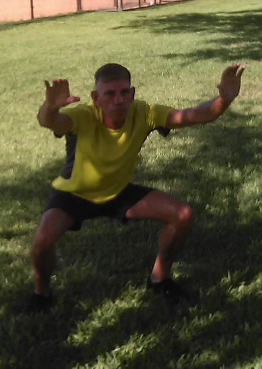 Monday's 3 mile jog followed a calisthenics session which included air squats.