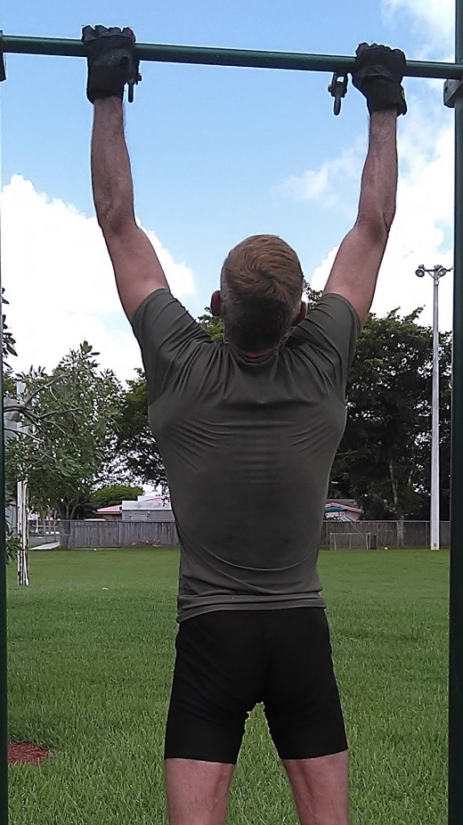 Chi-ups were on Friday's exercise menu. A 2 mile forced march followed a bodyweight conditioning routine.