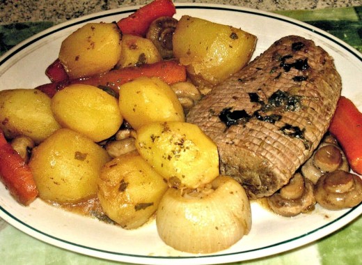 Use tongs to remove meat from the dish.  Serve with pan sauce.
