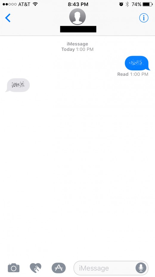 If someone sends you an Invisible Ink message, it will be blurred out by moving dots.