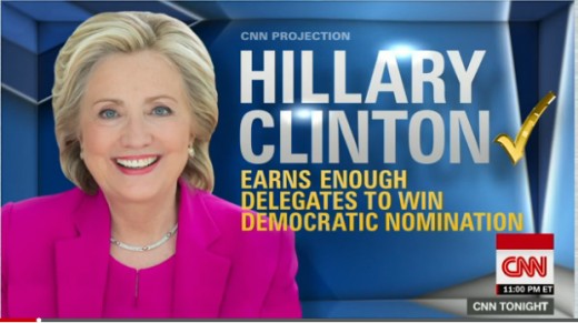 Media report on the day before the California Democratic primary declaring that Clinton had already won.