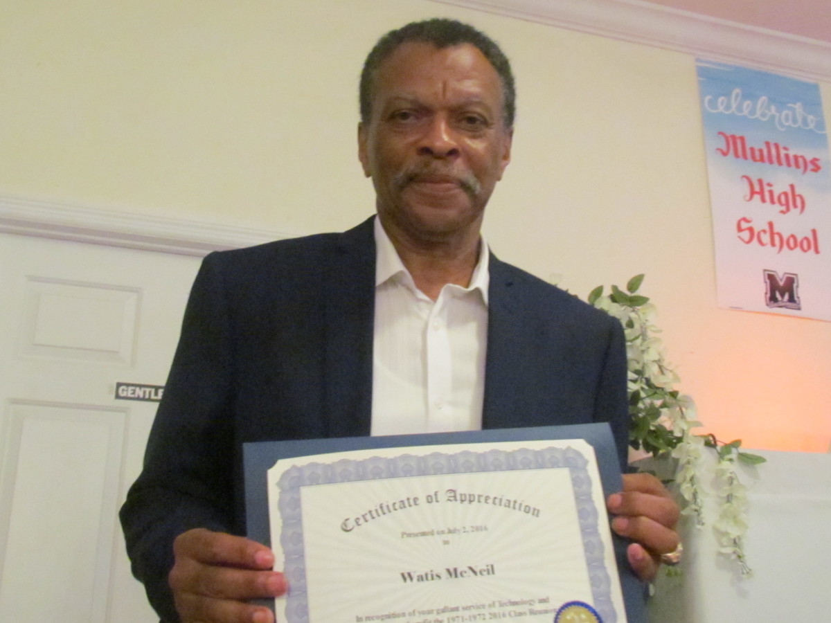 Watis McNeil, received a certificate for his gallant service as photographer and organizer of this special event. 