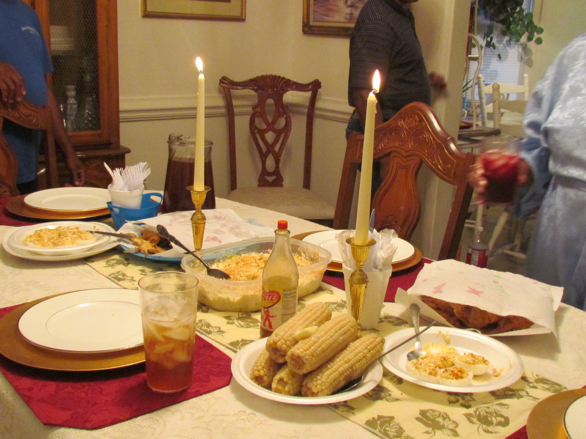 On Friday, we had a candlelight dinner of delicious fried fish, corn on the cob, cold slaw, sweet tea and cornbread as Randolph shared his previous experience.  