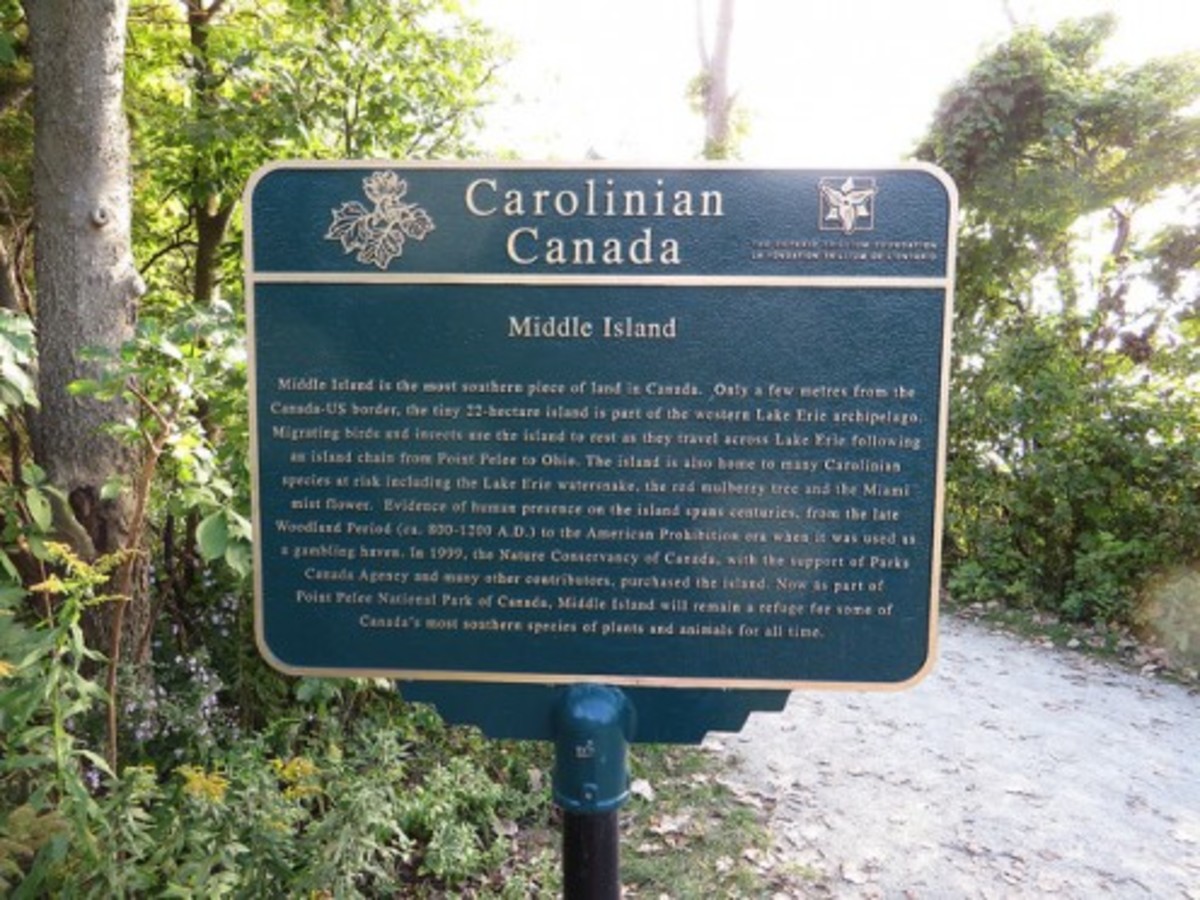 Carolinian Canada Marker, at the tip of the Point Pelee National Park in Leamington, Ontario.