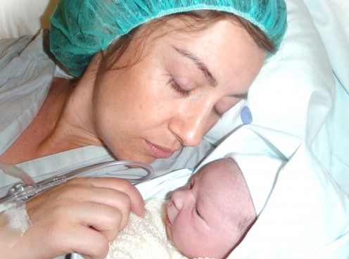 Mother and baby after surgery.