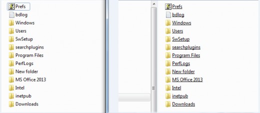 The window on the left shows normal titles, and on the right are underlined titles 