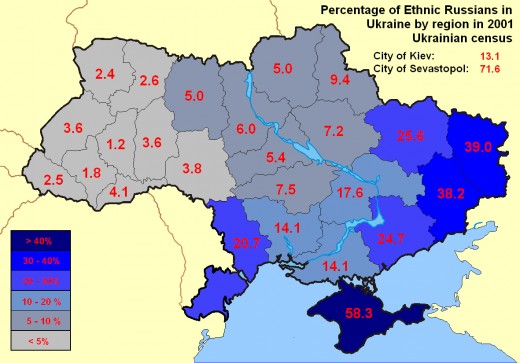 Percentage of Ethnic Russian in Ukraine