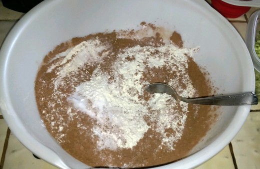 Dry ingredients for Zucchini Chocolate Cake.