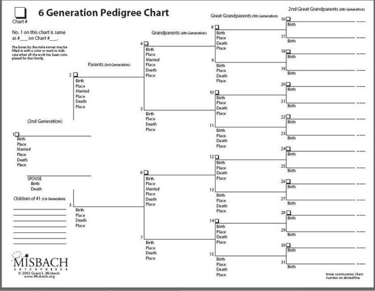 Six Generation Pedigree Chart