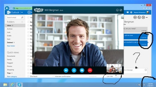 Example of different date and time on Skype