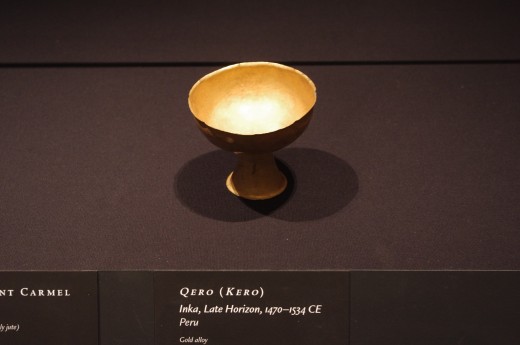 "Qero (Kero)" (Late Horizon, 1470-1534 AD). Made of gold alloy. Nothing says land rape like having a nice cup of wine with invading Spaniards. 