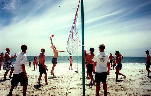 Playing volleyball on the beach can be a ton of fun.