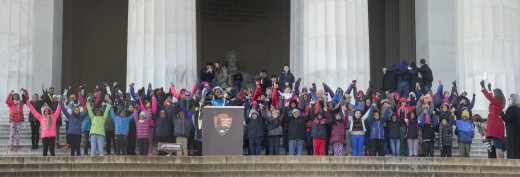 5th graders from Watkins Elementary School in Washington, DC, reciting ' Thank God almighty, we are free at last! '.