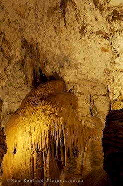 Ancient Stalagmites and Stalactites fill the main cavern where the source of Blackwater Stream surfaces.