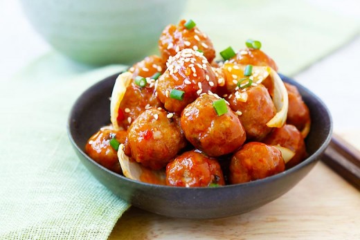 sweet and sour meatball, some cook will add in pineapple eh.