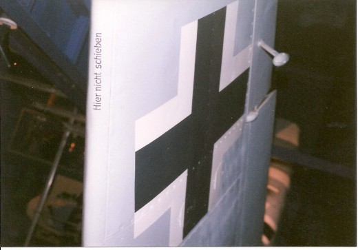 Wing roundel on the Bf 109 at the National Air & Space Museum, Washington, DC 1999.