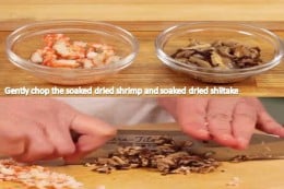 chop the shrimp and shiitake