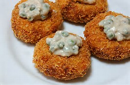 Chicken Coquettes with White Pea Sauce