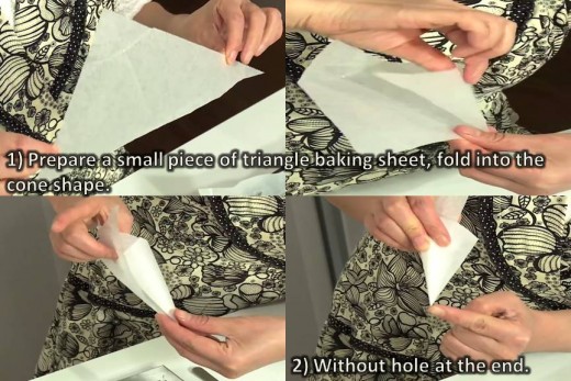 fold the cone shape and make a mini piping bag.