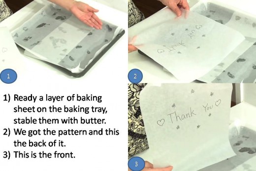 arrange the baking paper, and the pattern at the center.