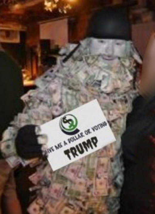 Look how much money I was given holding up a sign that says, 'Give Me A Dollar Or Voting Trump' !