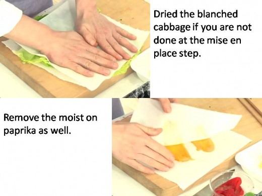 Dry the blanched vegetable.