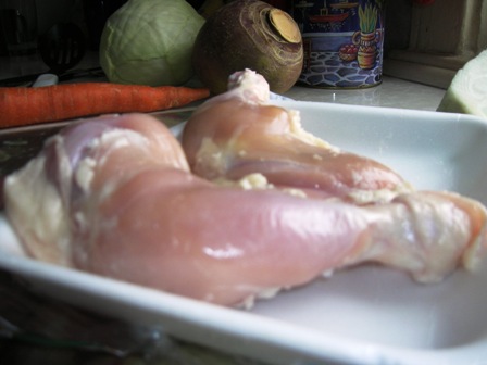 skin removed from chicken legs