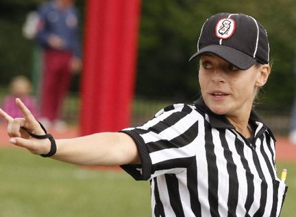 Robin DeLorenzo was  the first female to work a  high school state  championship football game.