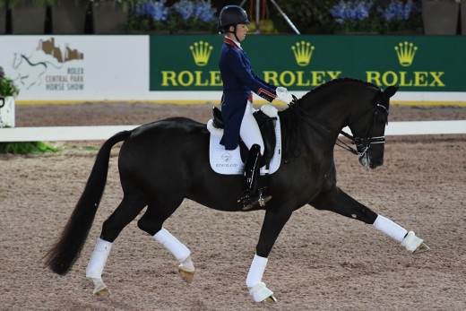 Three-time Olympic gold medalist and British rider Charlotte Dujardin riding Valegro.