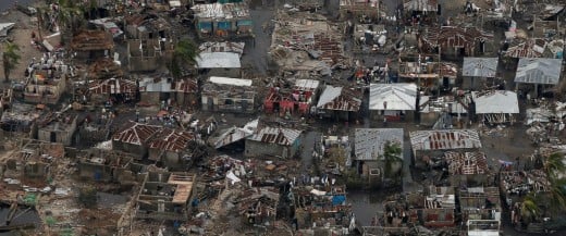 Destroyed houses are seen in a village after Hurricane Matthew passes Corail, Haiti