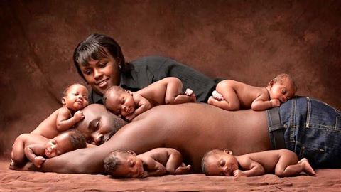 The McGhees with their sextuplets