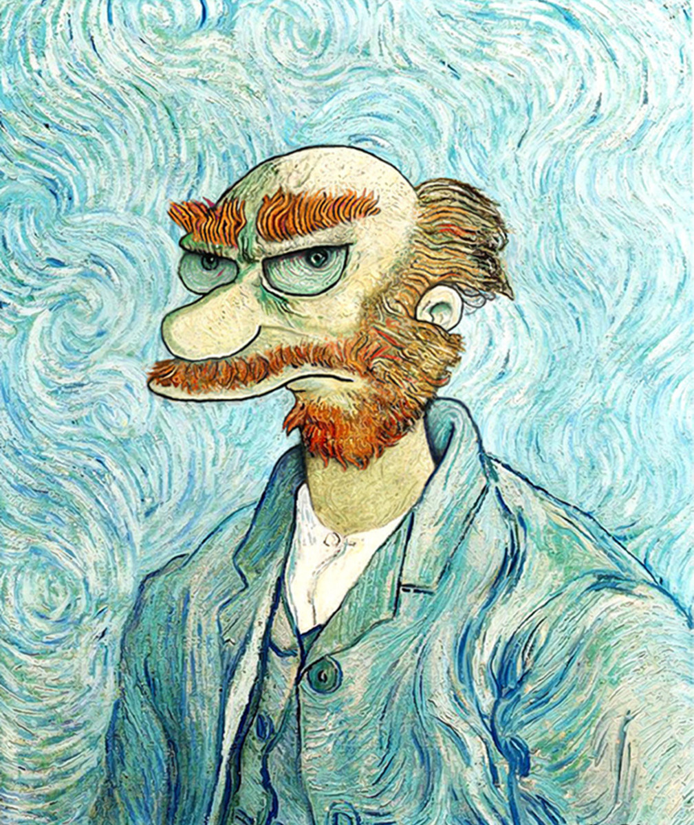 Groundskeeper Willie from the Simpsons as Van Gogh painted by David Barton