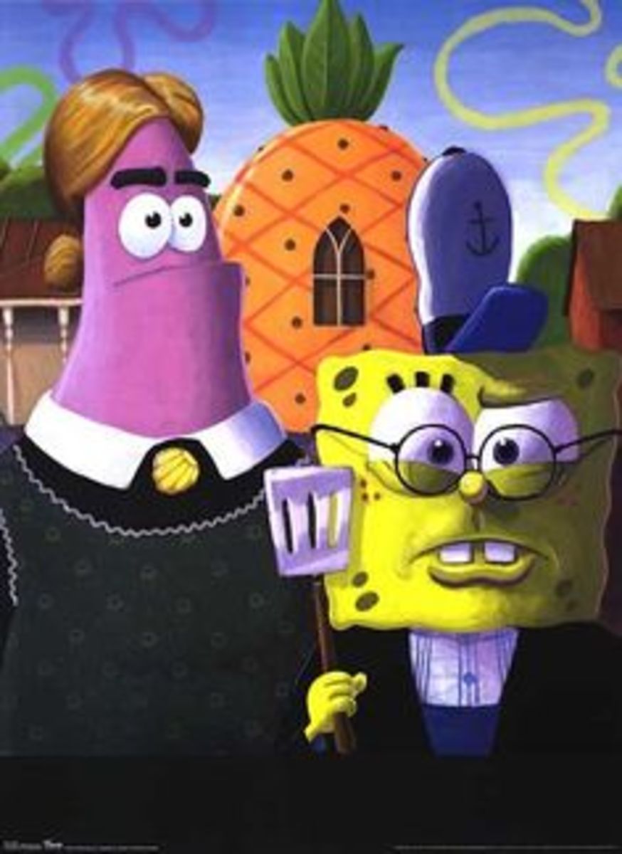 SpongeBob inspired parody of American Gothic