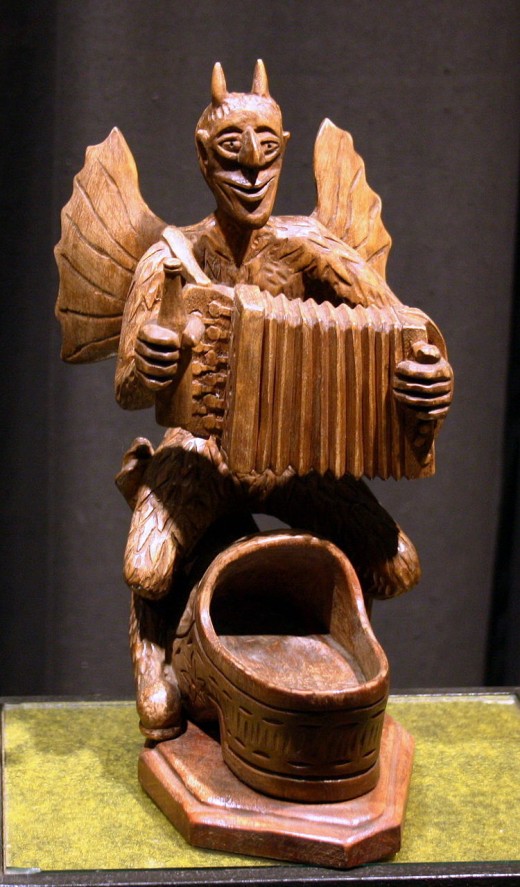 Sculpture in the Devils' Museum in Lithuania, that exhibits sculptures and carvings of devils from all over the world. The collection was initiated by painter Antanas Zmuidzinavicius (1876/1966).