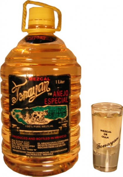 Bottle of "anejo," or aged, mezcal