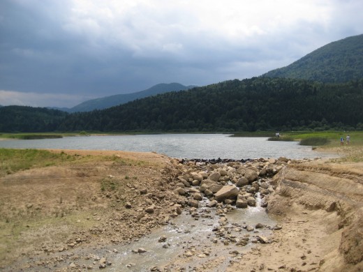In July the water of lake starts to drain