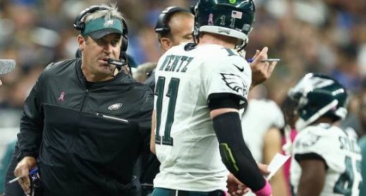 Philadelphia Eagles head coach Doug Pederson (L) and QB Carson Wentz (R) both had bad games in Seattle