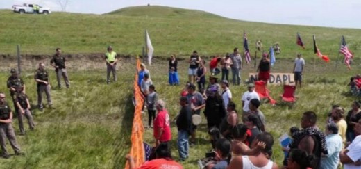 Water Protectors facing Armed Forces in North Dakota.